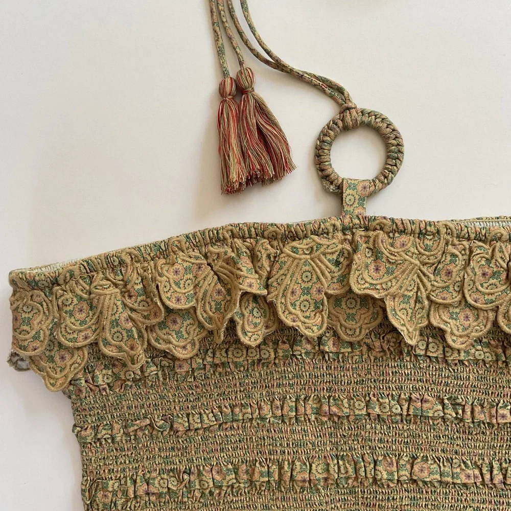 Anthropologie x Let Me Be Smocked Halter Crop Top NWT - Picture 5 of 11